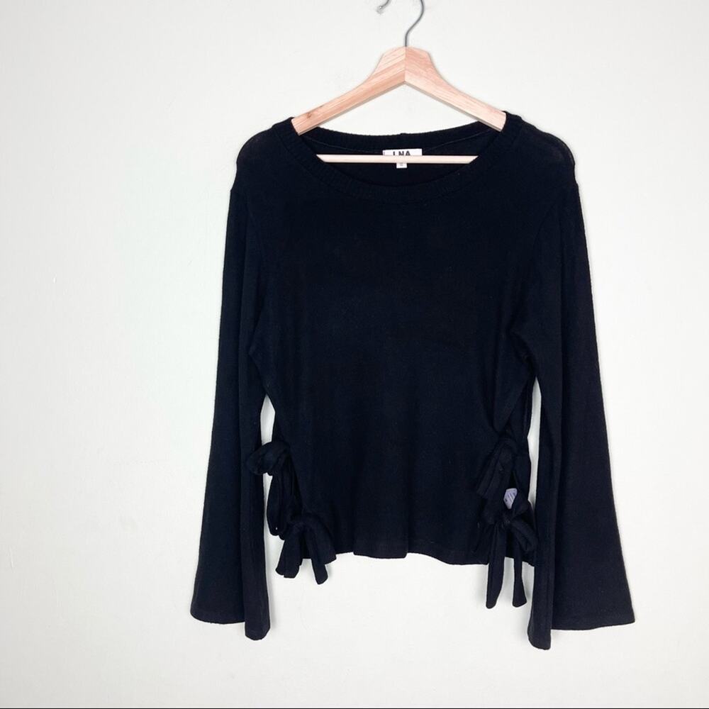 LNA Brushed Ezra Sweater Pullover, Open sides, woman's size XS Black